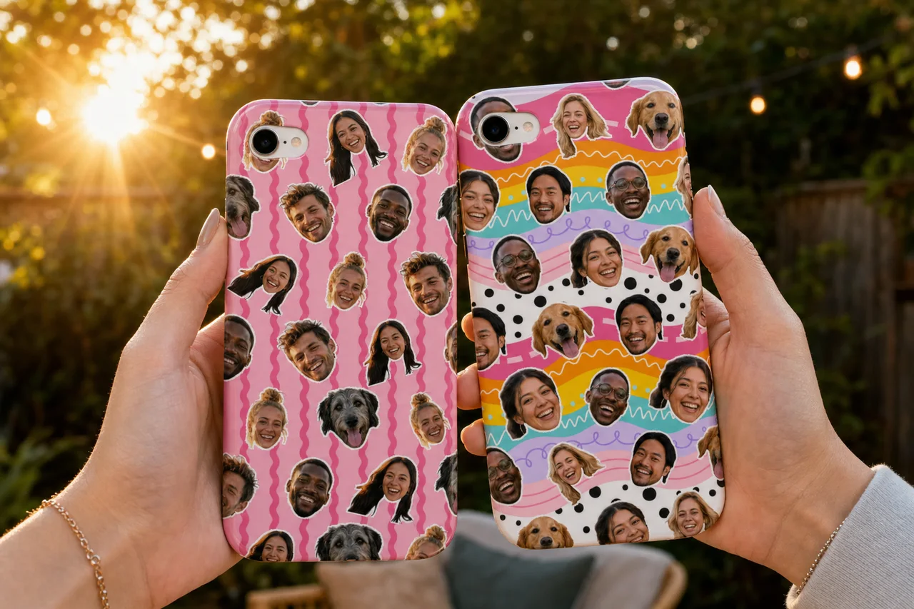 Two friends holding two different crew cases together